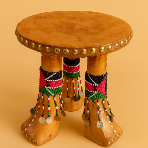hand-carved wooden stool