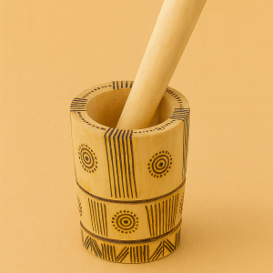 hand carved wood mortar pestle